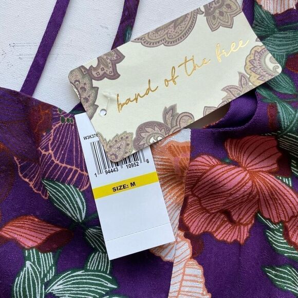 New NWT Band Of The Free Thea Floral Midi Boho Dress Purple Ivory Women’s Medium - Picture 8 of 14